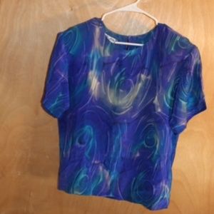 Simply Silk Womens Blouse Blue Size Large